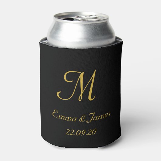 Elegant Gold Monogram Wedding Party Favor Blikjeskoeler (Blikje Voorkant)