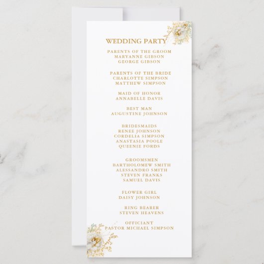 Elegant Gold Monogram Wedding Programme (Achterkant)
