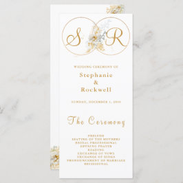 Elegant Gold Monogram Wedding Programme
