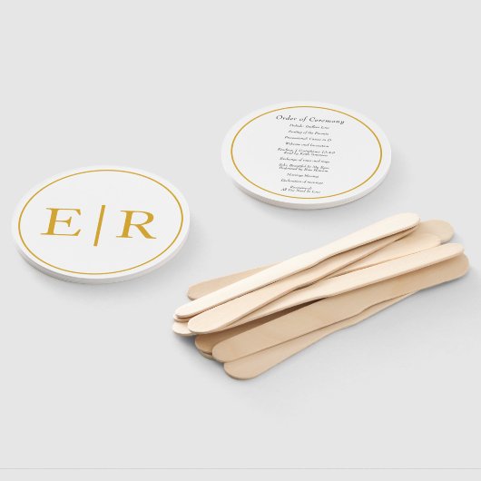 Elegant Gold Monogram Wedding Programme Handwaaier (Niet-gemonteerd)