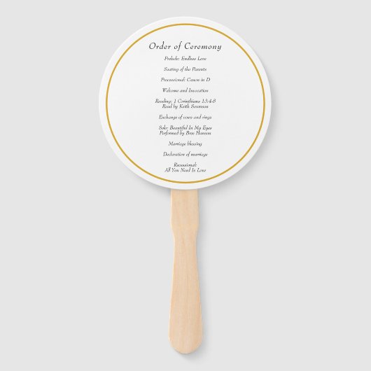 Elegant Gold Monogram Wedding Programme Handwaaier (Achterkant)
