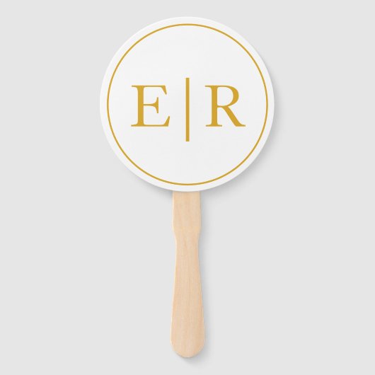 Elegant Gold Monogram Wedding Programme Handwaaier (Voorkant)