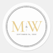 Elegant Gold Monogram Wedding Ronde Sticker (Voorkant)