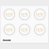 Elegant Gold Monogram Wedding Ronde Sticker (Vel)