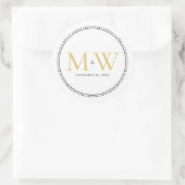 Elegant Gold Monogram Wedding Ronde Sticker (Tas)