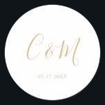 Elegant Gold Monogram Wedding Ronde Sticker<br><div class="desc">Elegant Wedding Sticker</div>
