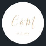 Elegant Gold Monogram Wedding Ronde Sticker<br><div class="desc">Elegant Wedding Sticker</div>