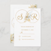 Elegant Gold Monogram Wedding RSVP (Voorkant / Achterkant)