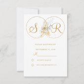 Elegant Gold Monogram Wedding RSVP Kaartje (Voorkant)