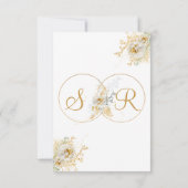 Elegant Gold Monogram Wedding RSVP Kaartje (Achterkant)