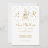 Elegant Gold Monogram Wedding Save The Date (Voorkant)