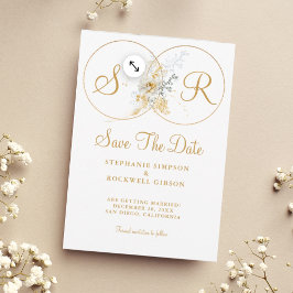 Elegant Gold Monogram Wedding Save The Date