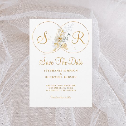 Elegant Gold Monogram Wedding Save the Date