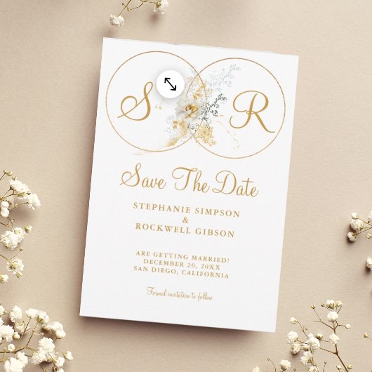 Elegant Gold Monogram Wedding Save The Date