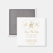 Elegant Gold Monogram Wedding Save the Date Magneet (Voorkant / Achterkant)