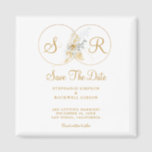 Elegant Gold Monogram Wedding Save the Date Magneet<br><div class="desc">Elegant Gold Monogram Bride Groom Name Wedding Save the Date Magnet. Deel uw speciale momenten in stijl met uw familie en vrienden. Eenvoudig aan te passen met uw unieke opslagdatum voor de datumgegevens. Bestel vandaag nog!</div>