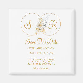 Elegant Gold Monogram Wedding Save the Date Magneet