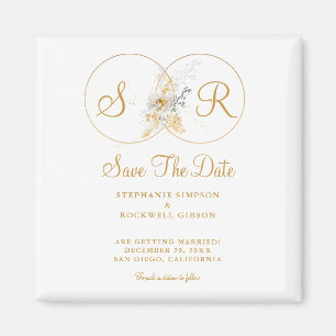 Elegant Gold Monogram Wedding Save the Date Magneet