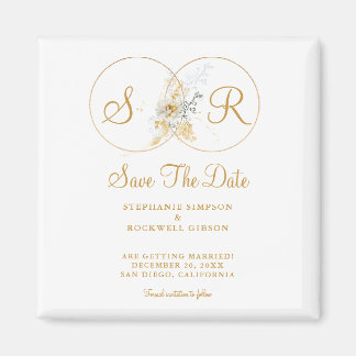 Elegant Gold Monogram Wedding Save the Date Magneet