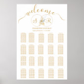 Elegant Gold Monogram Wedding Seding Chart Poster (Voorkant)