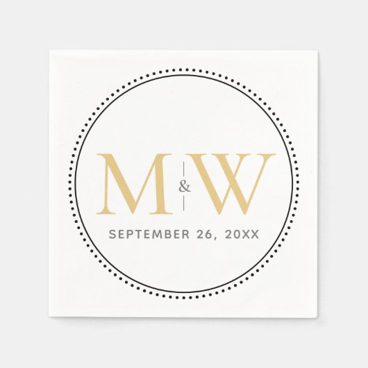 Elegant Gold Monogram Wedding Servet (Voorkant)