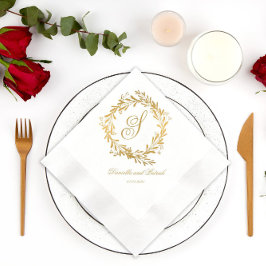 Elegant Gold Monogram Wedding Servet