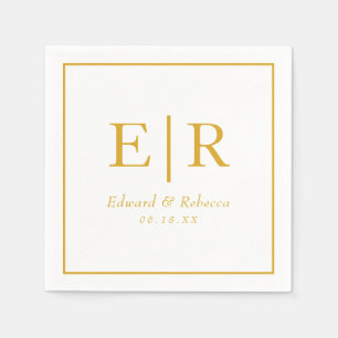 Elegant Gold Monogram Wedding Servet