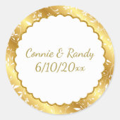 Elegant Gold Monogram Wedding Sticker (Voorkant)