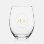 Elegant Gold Monogram Wedding Wijnglas Zonder Voet (Voorkant)