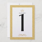 Elegant Gold Monogram Wedingnummer Kaart (Achterkant)