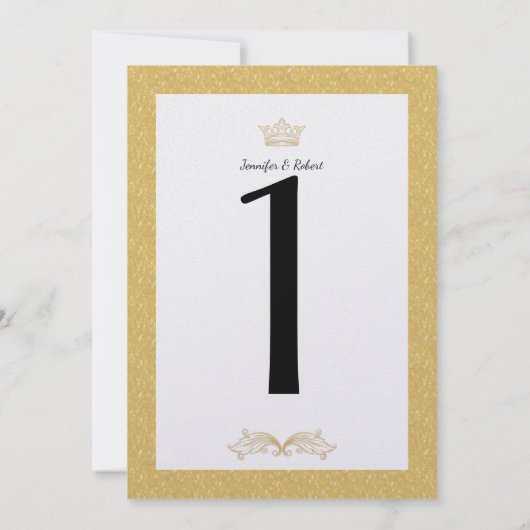 Elegant Gold Monogram Wedingnummer Kaart (Achterkant)