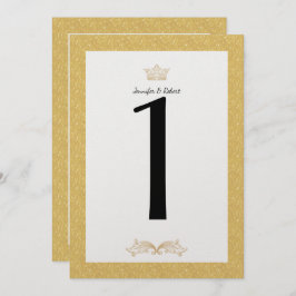 Elegant Gold Monogram Wedingnummer Kaart