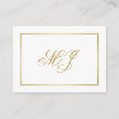 Elegant Gold Monogram White Weduwen Reception Informatiekaartje (Achterkant)