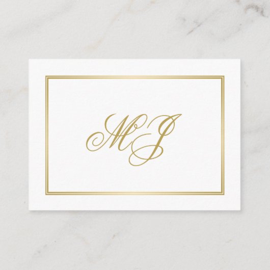 Elegant Gold Monogram White Weduwen Reception Informatiekaartje (Achterkant)