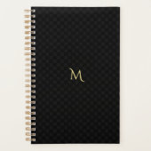 Elegant Gold Monogramed Black jaarlijks gecontrole Planner (Voorkant)