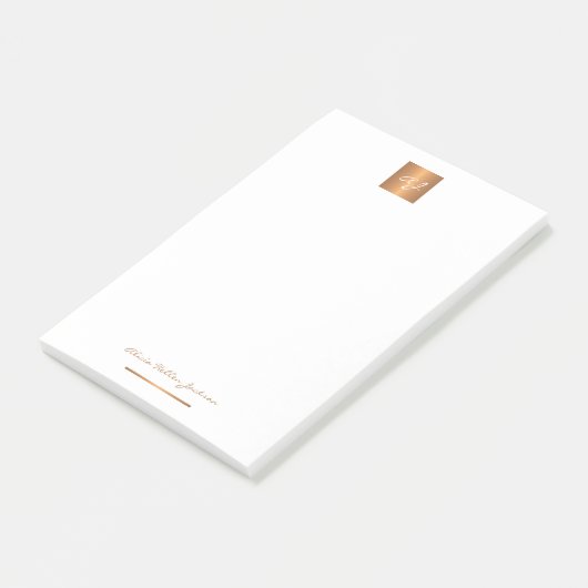 Elegant gold monogrammatica name gepersonaliseerd post-it® notes (Schuin)