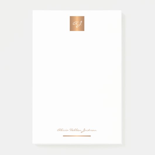 Elegant gold monogrammatica name gepersonaliseerd post-it® notes (Voorkant)