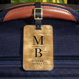 Elegant Gold Monogrammed Bagagelabel
