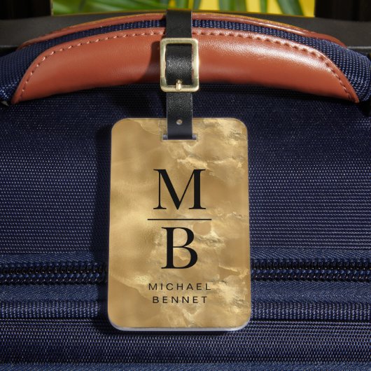 Elegant Gold Monogrammed Bagagelabel (Voorkant Insitu 2)