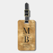 Elegant Gold Monogrammed Bagagelabel (Voorkant verticaal)