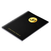 Elegant Gold Monogrammed Black Sjabloon Notitieboek (Linkerzijde)