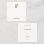 Elegant Gold Monogrammed Luxury Sjabloon Modern Vierkante Visitekaartje (Voorkant / Achterkant)