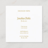 Elegant Gold Monogrammed Luxury Sjabloon Modern Vierkante Visitekaartje (Achterkant)