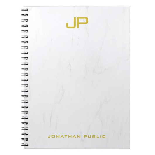 Elegant Gold Monogrammed Marble Modern Sjabloon Notitieboek (Voorkant)