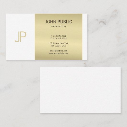Elegant Gold Monogrammed Modern Design Luxury Visitekaartje (Voorkant / Achterkant)