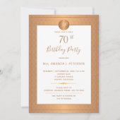 Elegant Gold Monogrammed Zeventig verjaardag Parti Kaart (Voorkant)