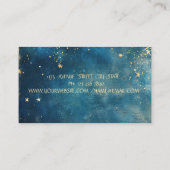 Elegant Gold Moon Fairy Stars Blue Watercolor Visitekaartje (Achterkant)