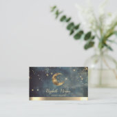Elegant Gold Moon Stars Watercolor Visitekaartje (Staand voorkant)