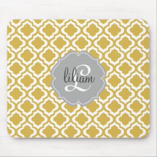 Elegant Gold Moroccan Quatrefoil gepersonaliseerd Muismat
