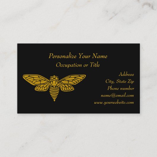 Elegant Gold Moth Flying Insect Professional Visitekaartje (Voorkant)